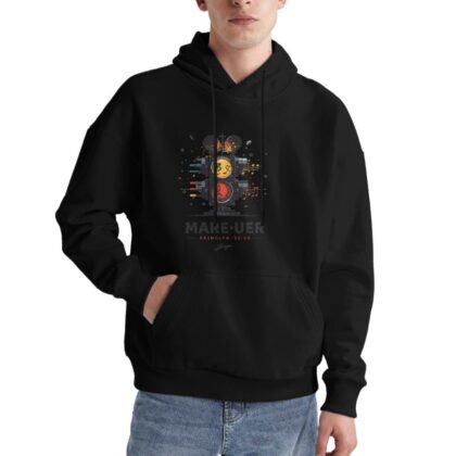Stylish Black Hoodie with Unique Makeover Design for Men and Women Perfect for Casual Wear Street Fashion Artistic Graphic Print Comfortable Sweatshirt Ideal for Daily Outfits Trendy Urban Look